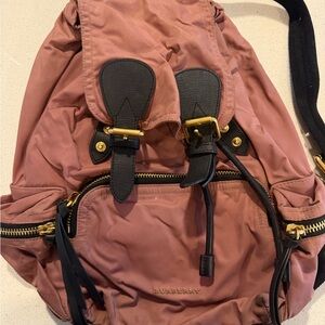 Burberry Dusty Rose Nylon Backpack with Black Trim